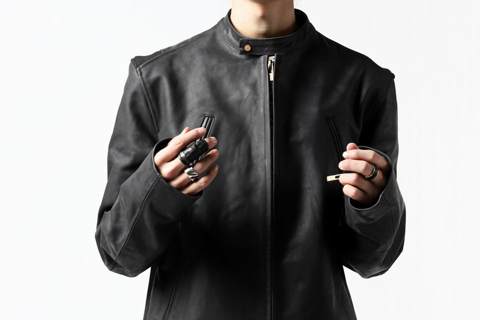 Load image into Gallery viewer, ierib exclusive single biker jacket / Nicolas Italy Vachetta (BLACK)
