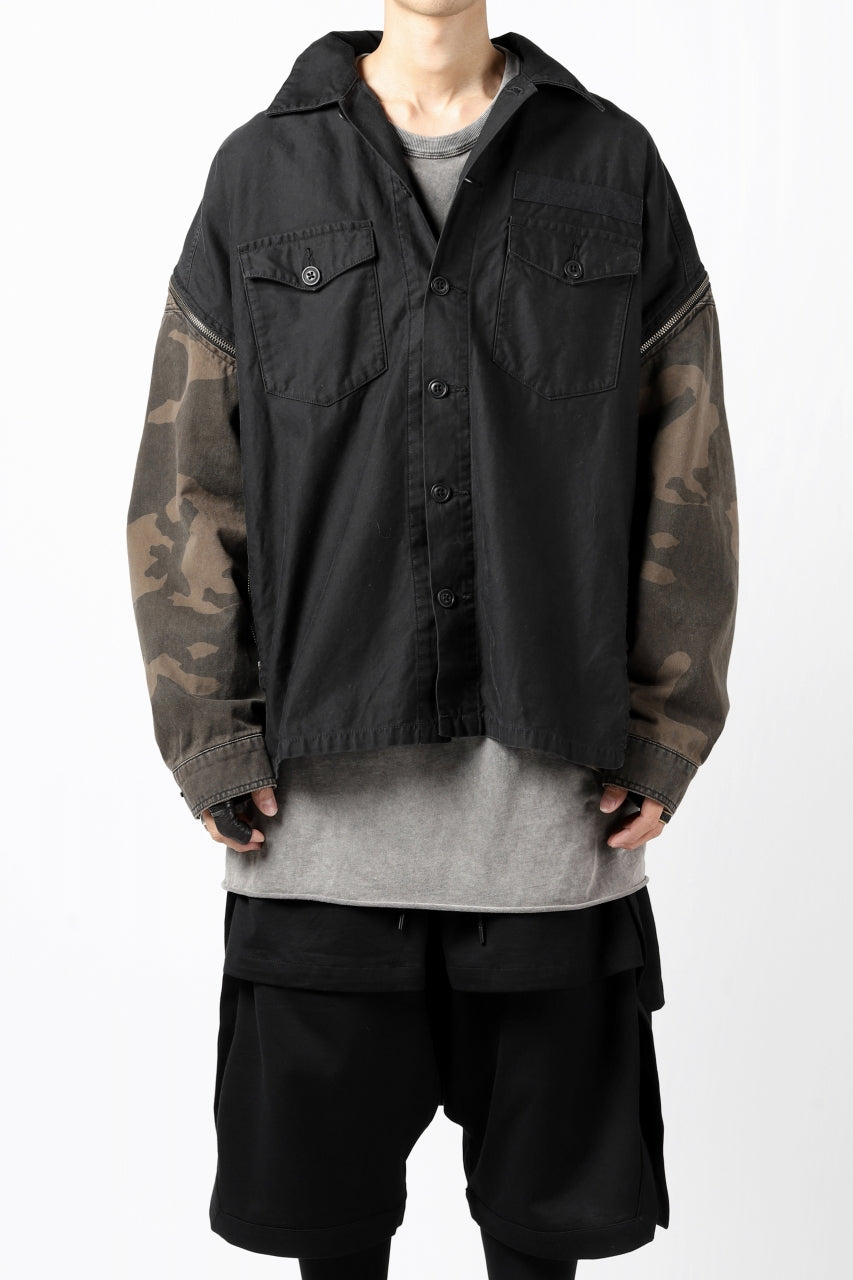 画像をギャラリービューアに読み込む, FACETASM ZIPPER ARMY SHIRT JACKET (BLACK x CAMO)
