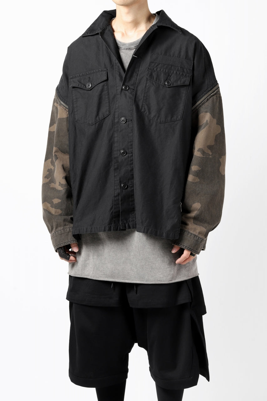 画像をギャラリービューアに読み込む, FACETASM ZIPPER ARMY SHIRT JACKET (BLACK x CAMO)