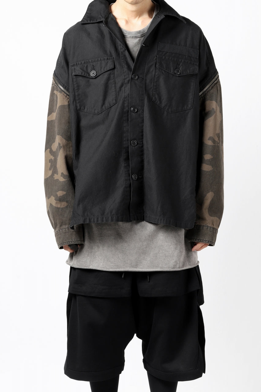 画像をギャラリービューアに読み込む, FACETASM ZIPPER ARMY SHIRT JACKET (BLACK x CAMO)