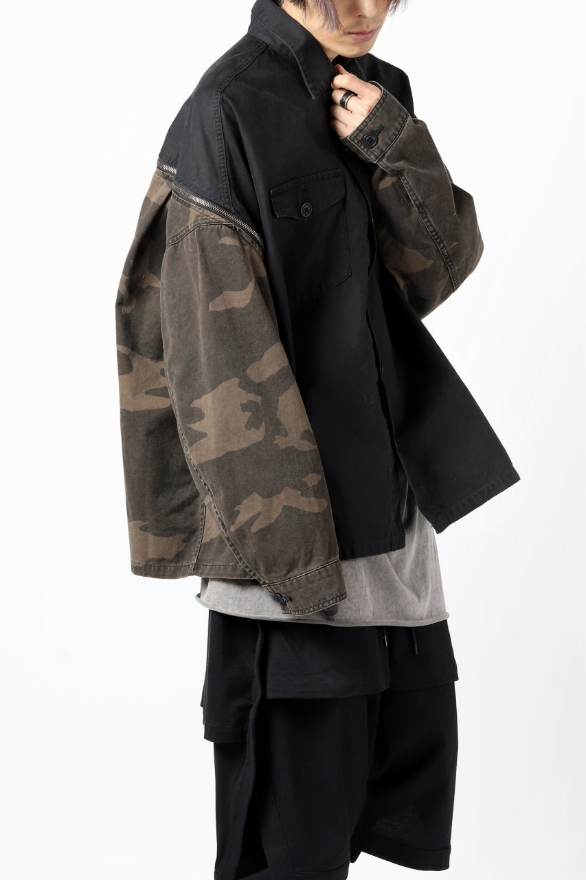 画像をギャラリービューアに読み込む, FACETASM ZIPPER ARMY SHIRT JACKET (BLACK x CAMO)