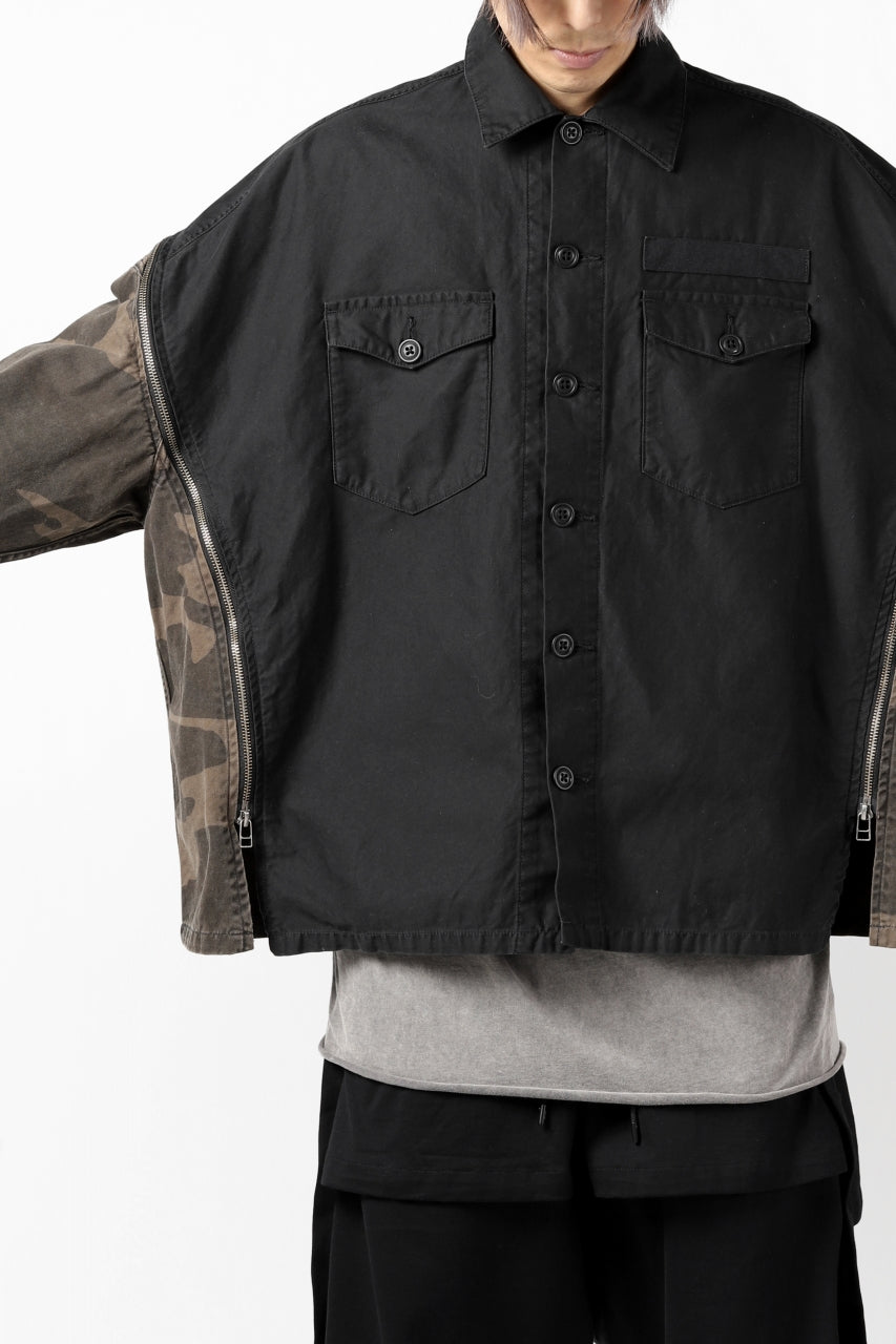 画像をギャラリービューアに読み込む, FACETASM ZIPPER ARMY SHIRT JACKET (BLACK x CAMO)