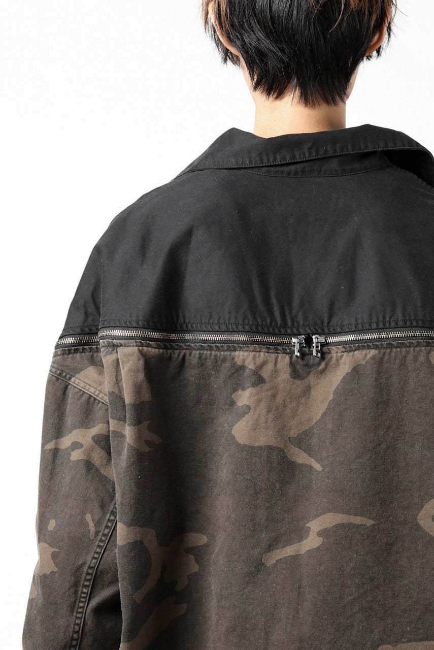 画像をギャラリービューアに読み込む, FACETASM ZIPPER ARMY SHIRT JACKET (BLACK x CAMO)
