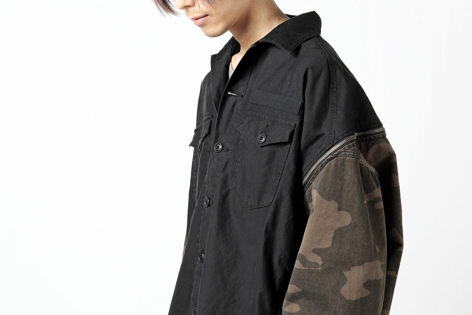 画像をギャラリービューアに読み込む, FACETASM ZIPPER ARMY SHIRT JACKET (BLACK x CAMO)