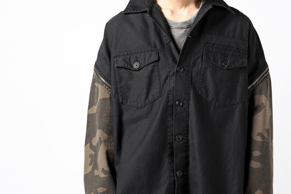 画像をギャラリービューアに読み込む, FACETASM ZIPPER ARMY SHIRT JACKET (BLACK x CAMO)