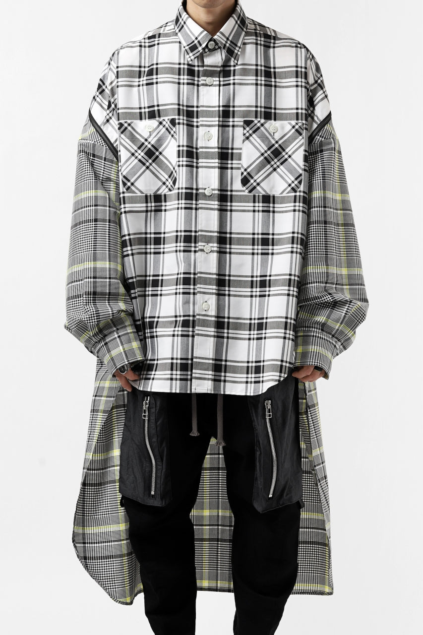 画像をギャラリービューアに読み込む, FACETASM ZIPPER HIGH & LOW LONG SHIRT (CHECK)