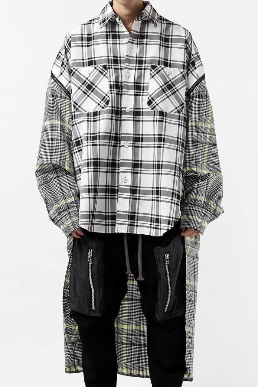 画像をギャラリービューアに読み込む, FACETASM ZIPPER HIGH & LOW LONG SHIRT (CHECK)