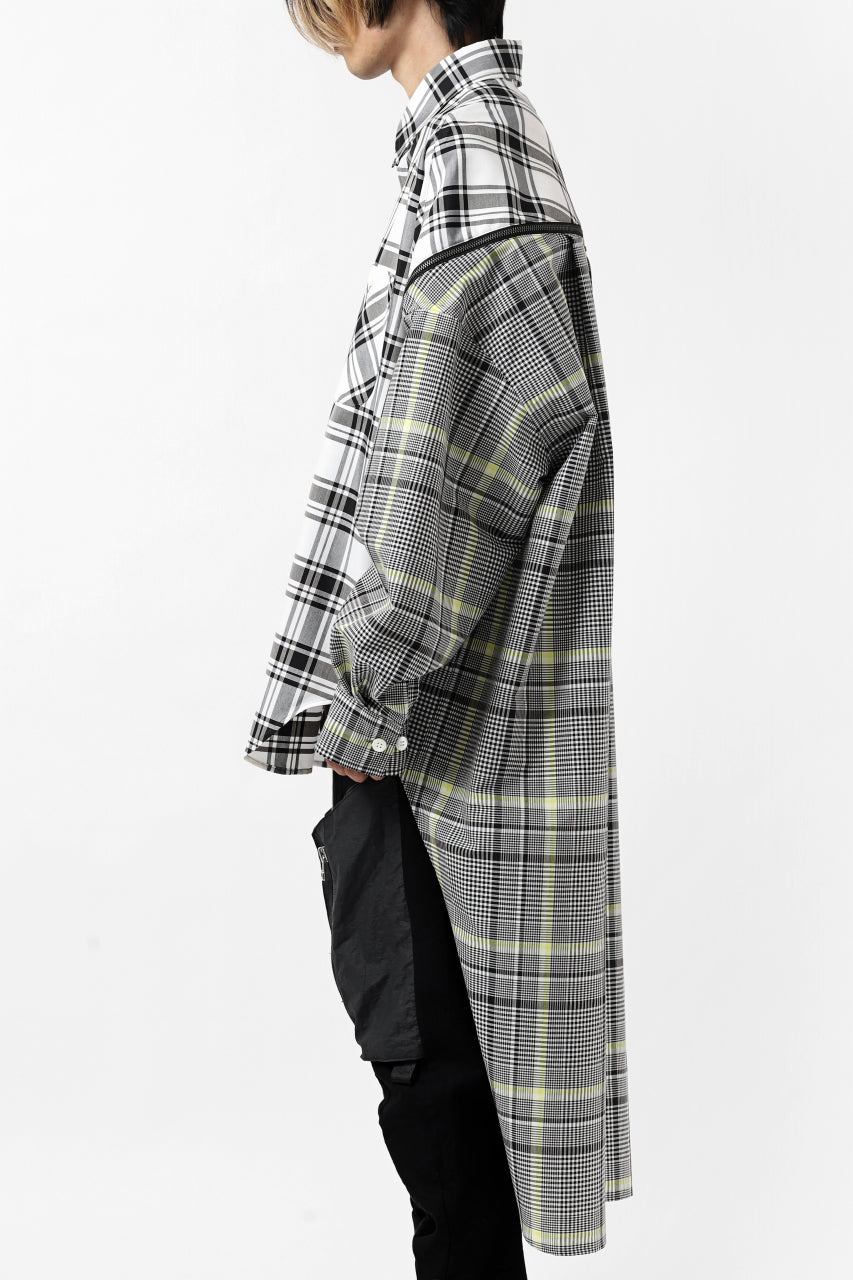 画像をギャラリービューアに読み込む, FACETASM ZIPPER HIGH & LOW LONG SHIRT (CHECK)