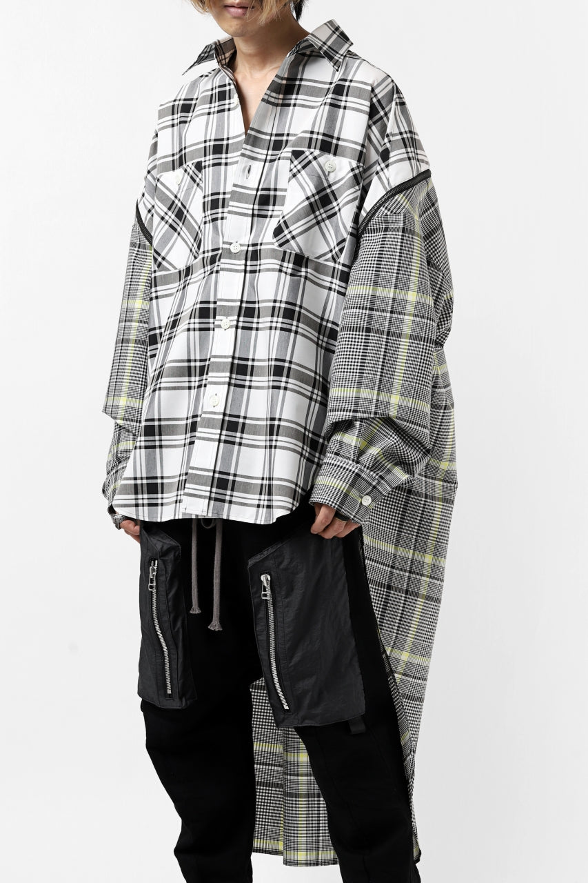 画像をギャラリービューアに読み込む, FACETASM ZIPPER HIGH & LOW LONG SHIRT (CHECK)