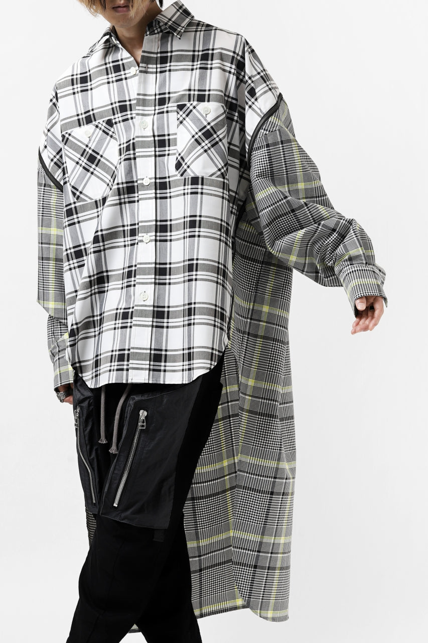 画像をギャラリービューアに読み込む, FACETASM ZIPPER HIGH & LOW LONG SHIRT (CHECK)