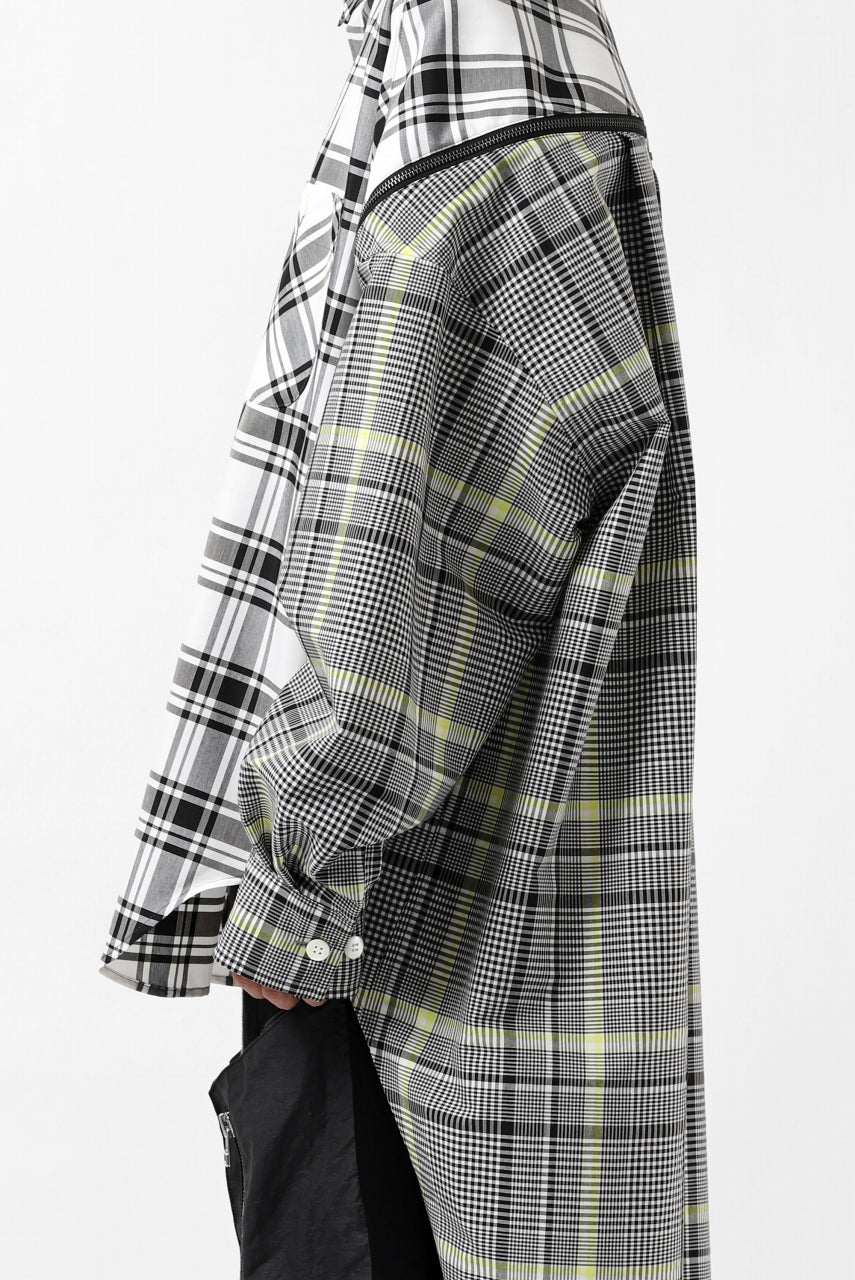 画像をギャラリービューアに読み込む, FACETASM ZIPPER HIGH & LOW LONG SHIRT (CHECK)