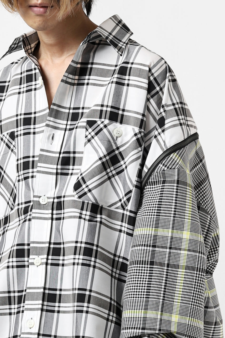 画像をギャラリービューアに読み込む, FACETASM ZIPPER HIGH & LOW LONG SHIRT (CHECK)