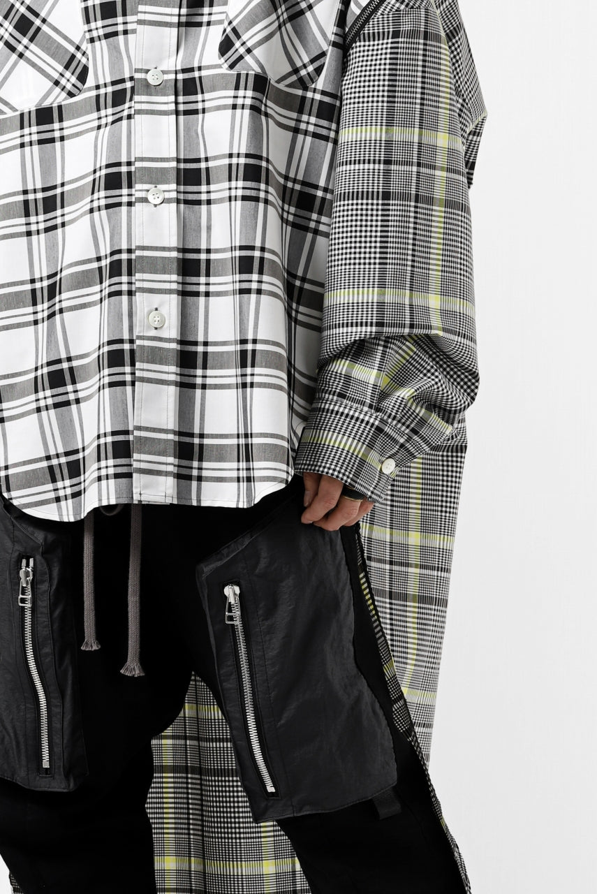 画像をギャラリービューアに読み込む, FACETASM ZIPPER HIGH & LOW LONG SHIRT (CHECK)