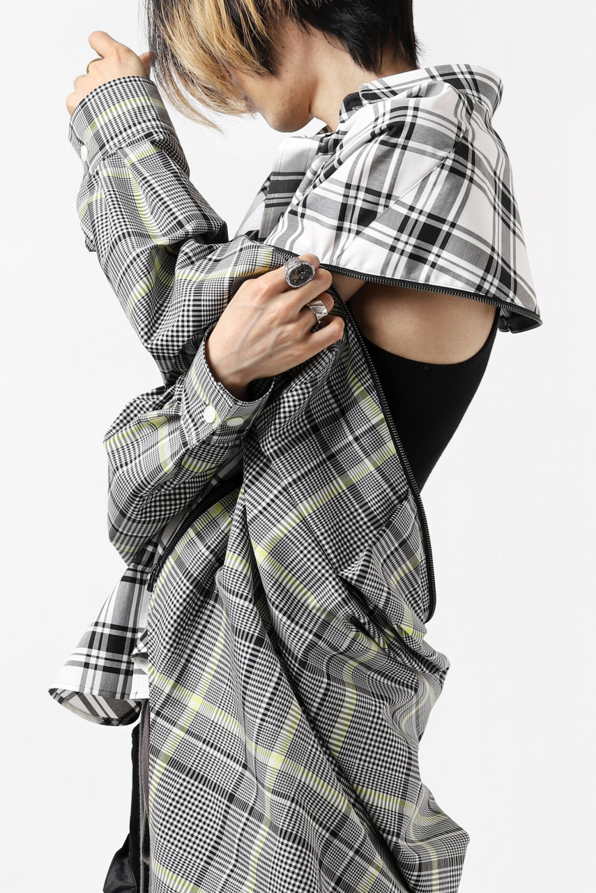 画像をギャラリービューアに読み込む, FACETASM ZIPPER HIGH & LOW LONG SHIRT (CHECK)