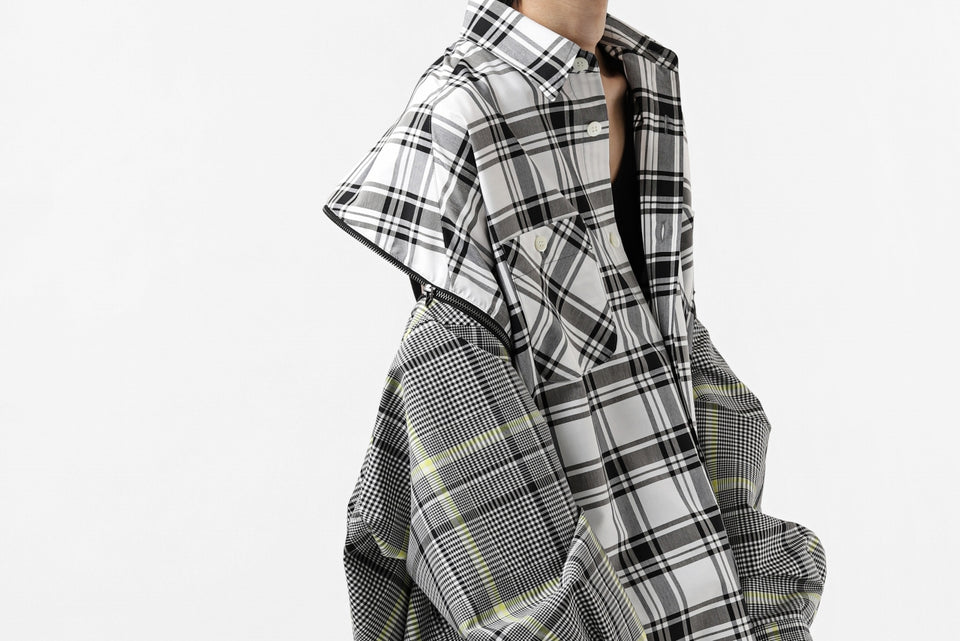 画像をギャラリービューアに読み込む, FACETASM ZIPPER HIGH & LOW LONG SHIRT (CHECK)