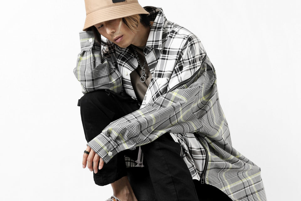 画像をギャラリービューアに読み込む, FACETASM ZIPPER HIGH & LOW LONG SHIRT (CHECK)