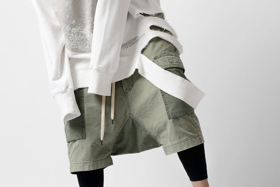 Load image into Gallery viewer, ISAMU KATAYAMA BACKLASH SARROUEL SHORTS / STONE WASHED USA-COTTON (KHAKI)