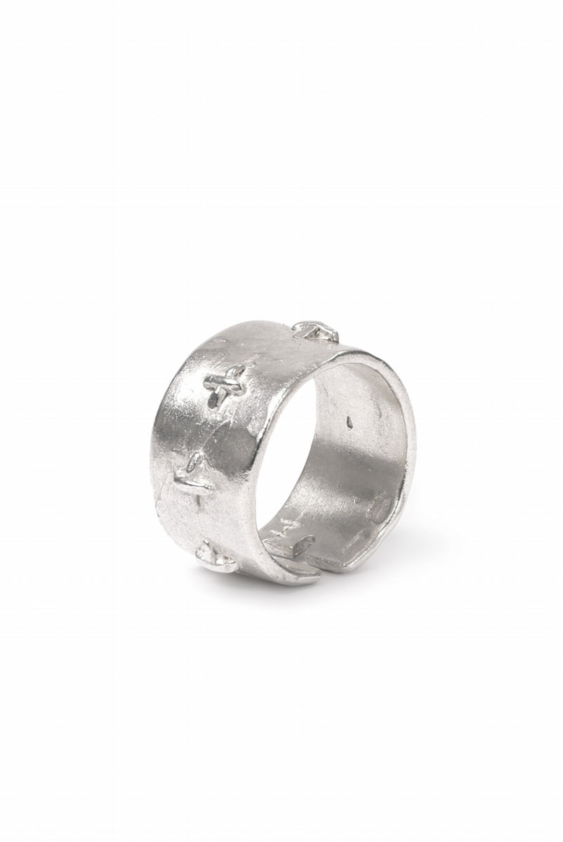 m.a+ thick silver stitched multiple cross ring / AG538/AG (SILVER)