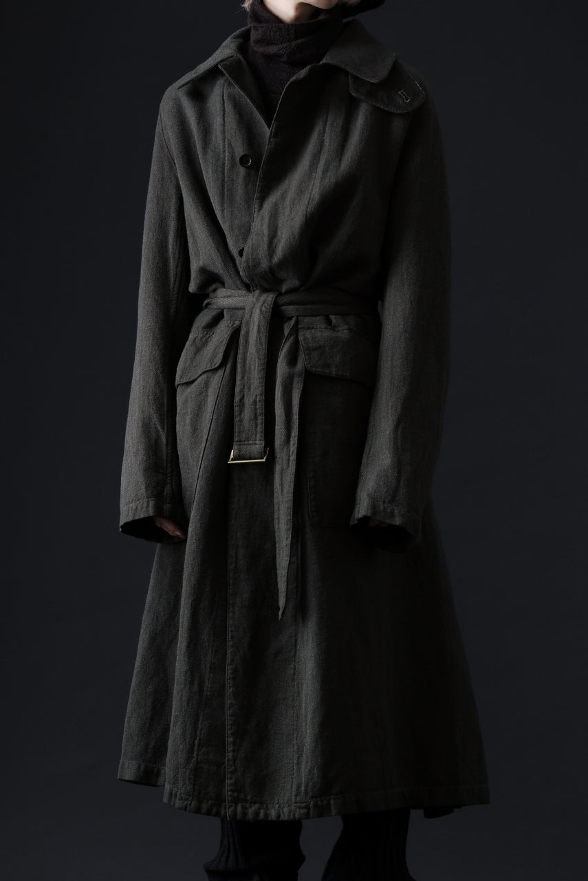 Load image into Gallery viewer, ISAMU KATAYAMA BACKLASH OVER COAT / GARMENT NATURAL DYED WOVEN + ELECTRIC HEATING LINER (LEAF)