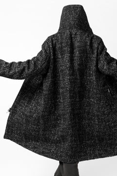 Load image into Gallery viewer, daub HOODED LONG ZIP COAT / MERANGE KNITTED (BLACK)