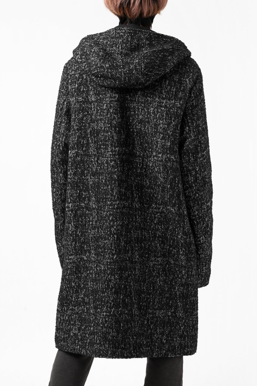 Load image into Gallery viewer, daub HOODED LONG ZIP COAT / MERANGE KNITTED (BLACK)
