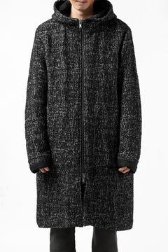 Load image into Gallery viewer, daub HOODED LONG ZIP COAT / MERANGE KNITTED (BLACK)