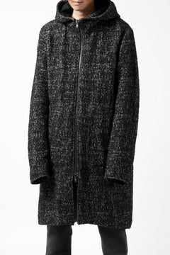Load image into Gallery viewer, daub HOODED LONG ZIP COAT / MERANGE KNITTED (BLACK)
