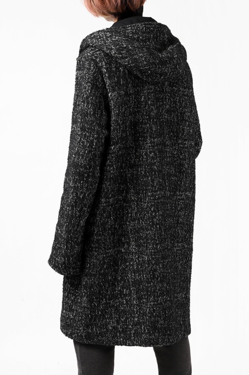 Load image into Gallery viewer, daub HOODED LONG ZIP COAT / MERANGE KNITTED (BLACK)