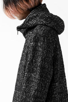 Load image into Gallery viewer, daub HOODED LONG ZIP COAT / MERANGE KNITTED (BLACK)