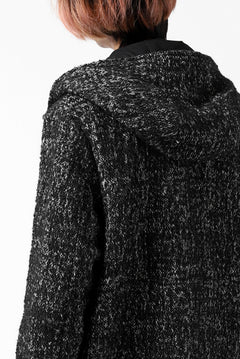 Load image into Gallery viewer, daub HOODED LONG ZIP COAT / MERANGE KNITTED (BLACK)