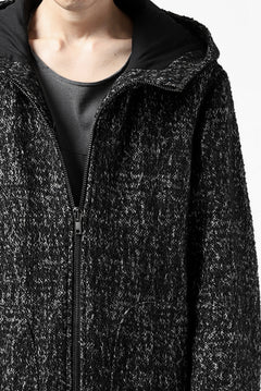 Load image into Gallery viewer, daub HOODED LONG ZIP COAT / MERANGE KNITTED (BLACK)