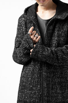 Load image into Gallery viewer, daub HOODED LONG ZIP COAT / MERANGE KNITTED (BLACK)