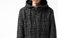 Load image into Gallery viewer, daub HOODED LONG ZIP COAT / MERANGE KNITTED (BLACK)