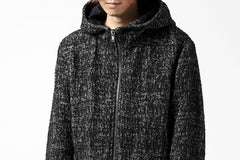 Load image into Gallery viewer, daub HOODED LONG ZIP COAT / MERANGE KNITTED (BLACK)