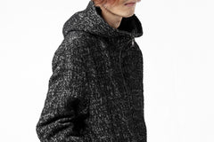 Load image into Gallery viewer, daub HOODED LONG ZIP COAT / MERANGE KNITTED (BLACK)