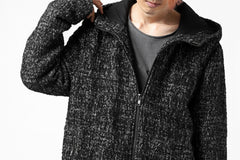 Load image into Gallery viewer, daub HOODED LONG ZIP COAT / MERANGE KNITTED (BLACK)