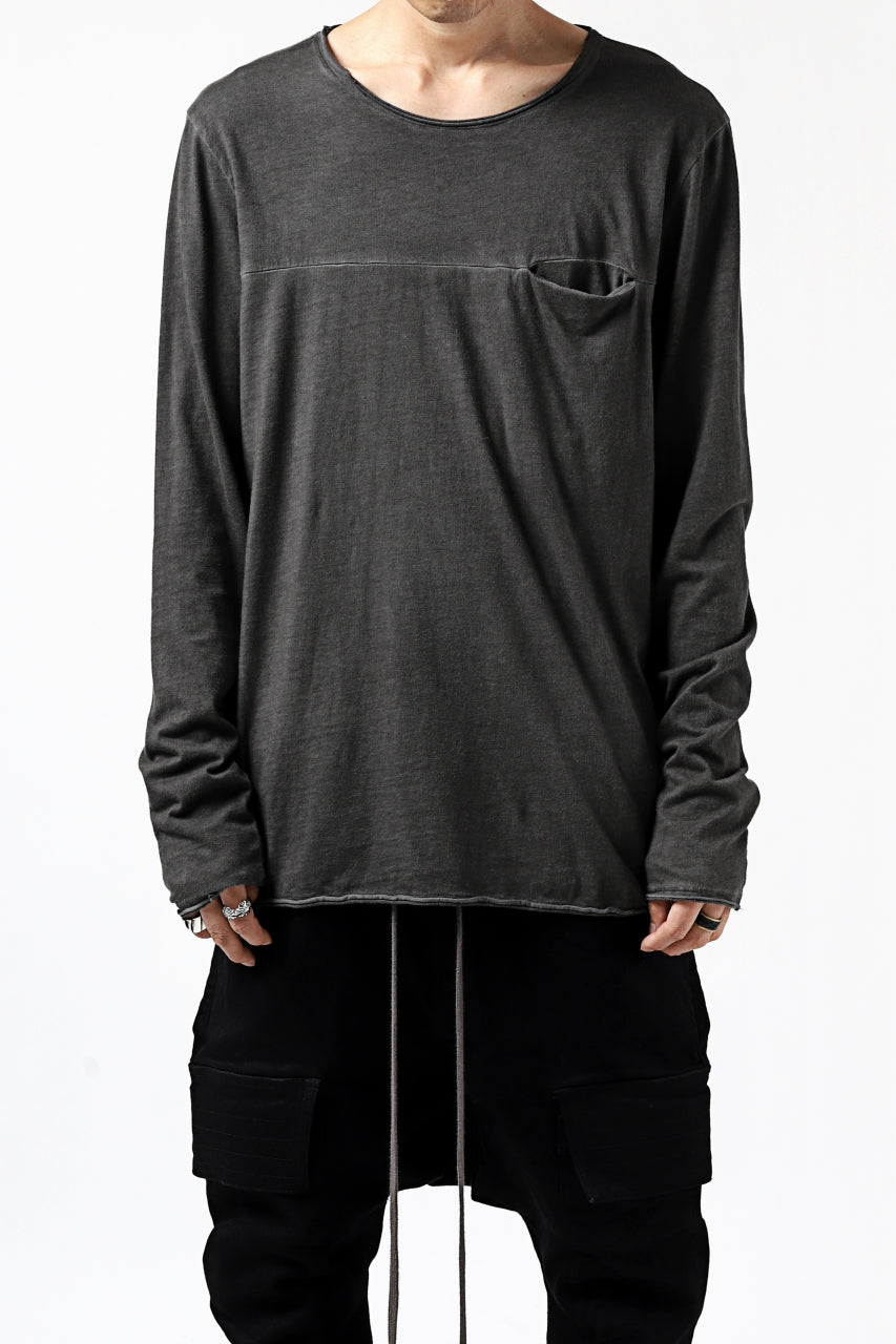 Load image into Gallery viewer, daub CHEST POCKET LONG SLEEVE CUT SEWN / COLD DYED JERSEY (DARK GREY)