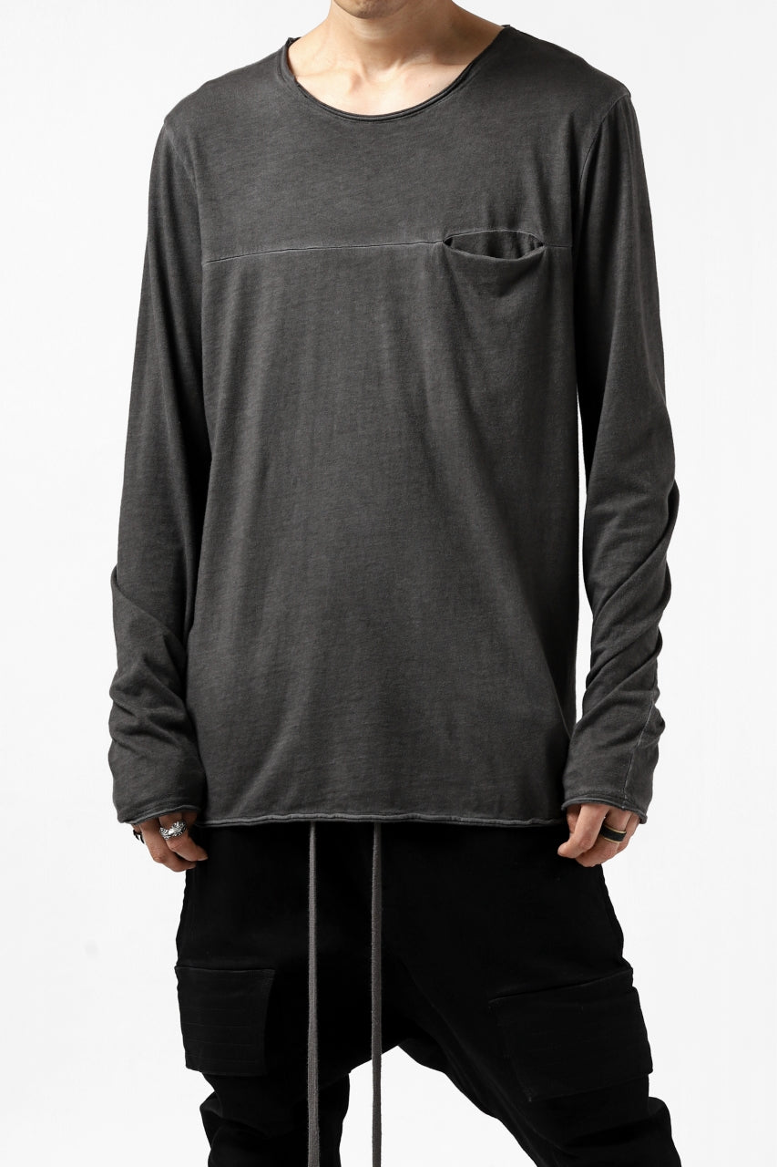 Load image into Gallery viewer, daub CHEST POCKET LONG SLEEVE CUT SEWN / COLD DYED JERSEY (DARK GREY)