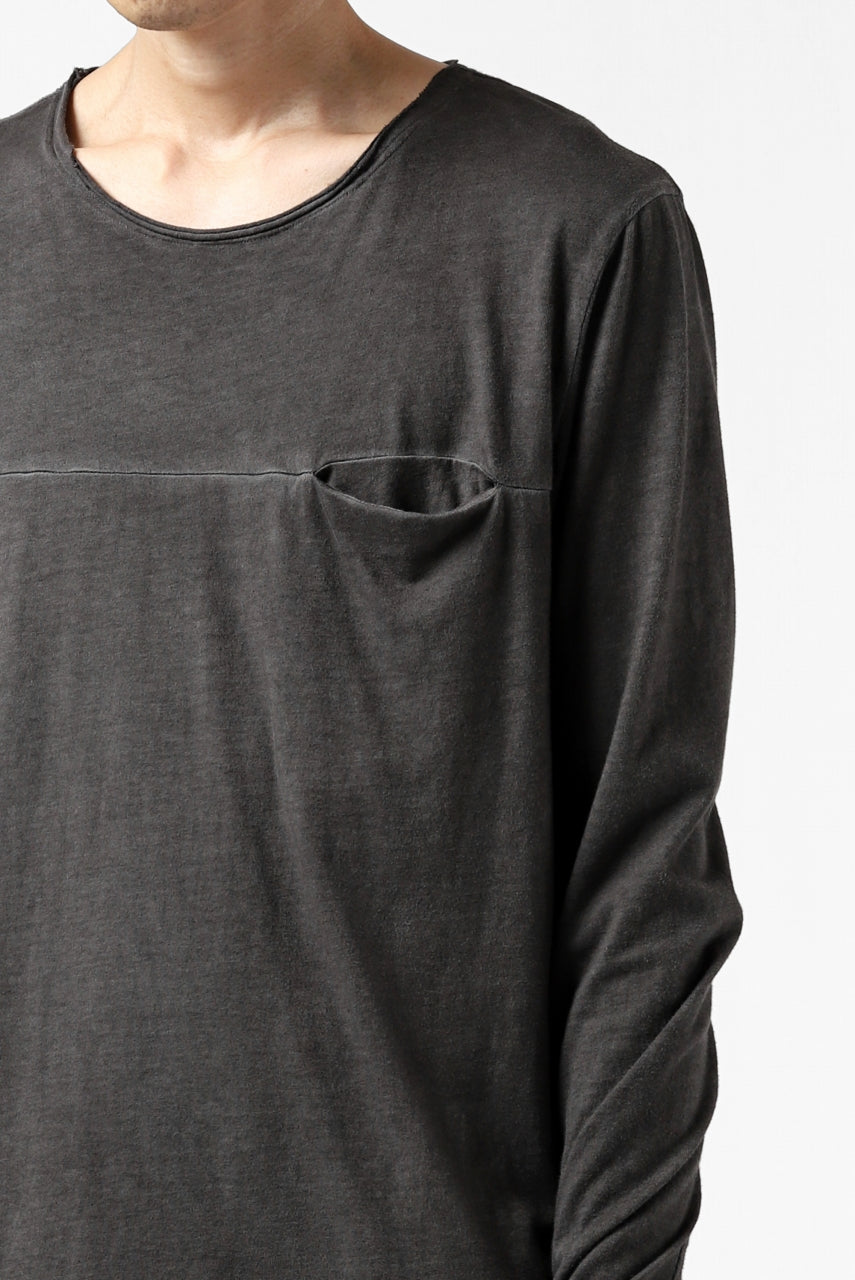 Load image into Gallery viewer, daub CHEST POCKET LONG SLEEVE CUT SEWN / COLD DYED JERSEY (DARK GREY)