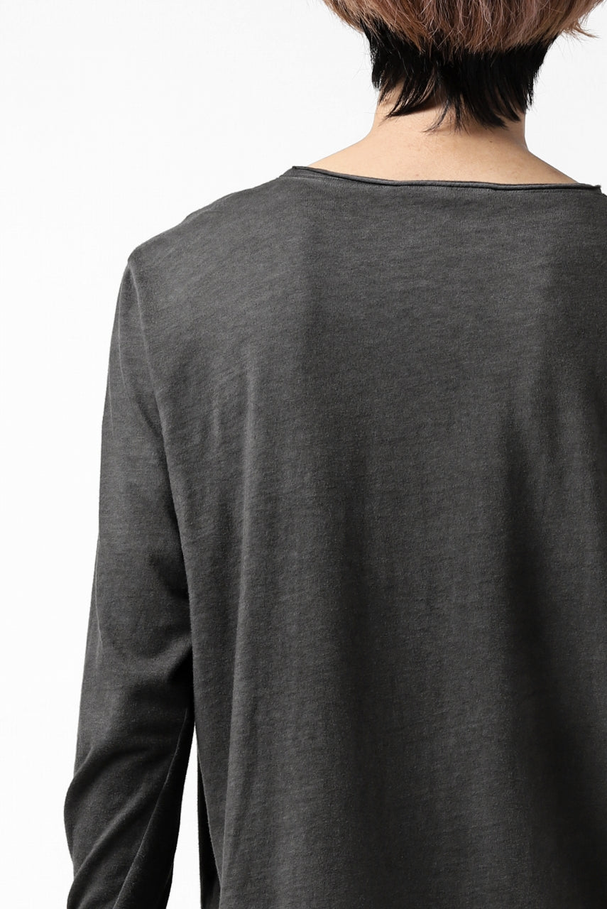 Load image into Gallery viewer, daub CHEST POCKET LONG SLEEVE CUT SEWN / COLD DYED JERSEY (DARK GREY)