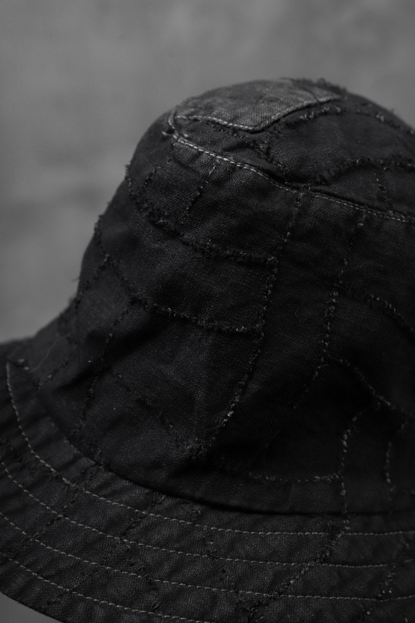 画像をギャラリービューアに読み込む, masnada SALVAGE BUCKET HAT /NEEDLED COTTON LINEN (BLACK)
