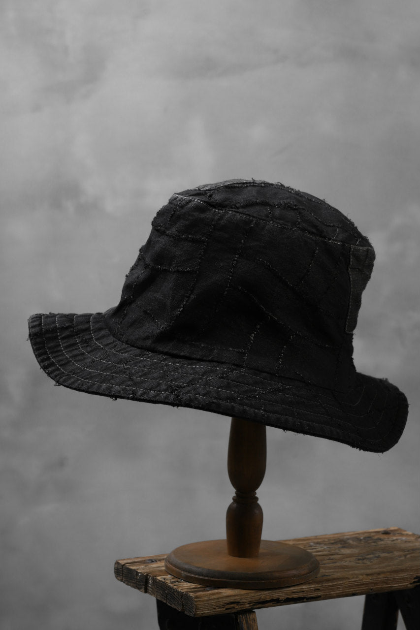 画像をギャラリービューアに読み込む, masnada SALVAGE BUCKET HAT /NEEDLED COTTON LINEN (BLACK)