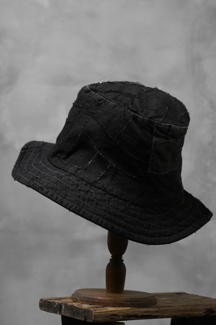 画像をギャラリービューアに読み込む, masnada SALVAGE BUCKET HAT /NEEDLED COTTON LINEN (BLACK)