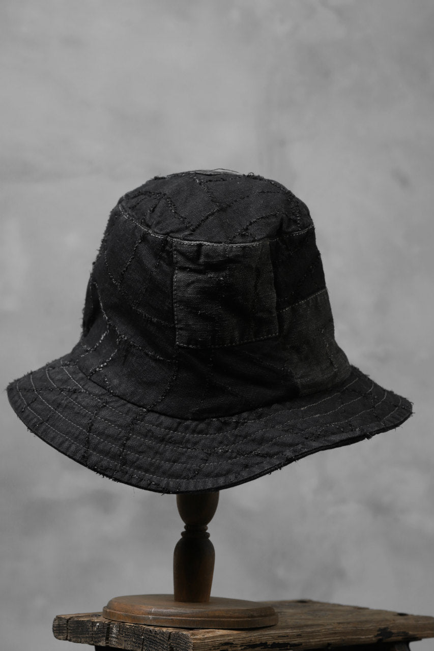 画像をギャラリービューアに読み込む, masnada SALVAGE BUCKET HAT /NEEDLED COTTON LINEN (BLACK)