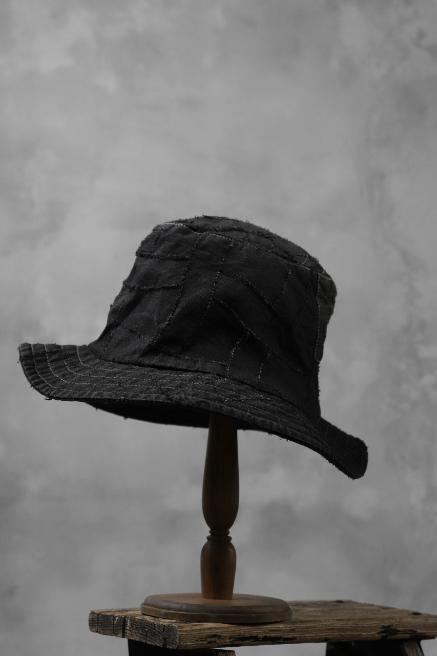 画像をギャラリービューアに読み込む, masnada SALVAGE BUCKET HAT /NEEDLED COTTON LINEN (BLACK)