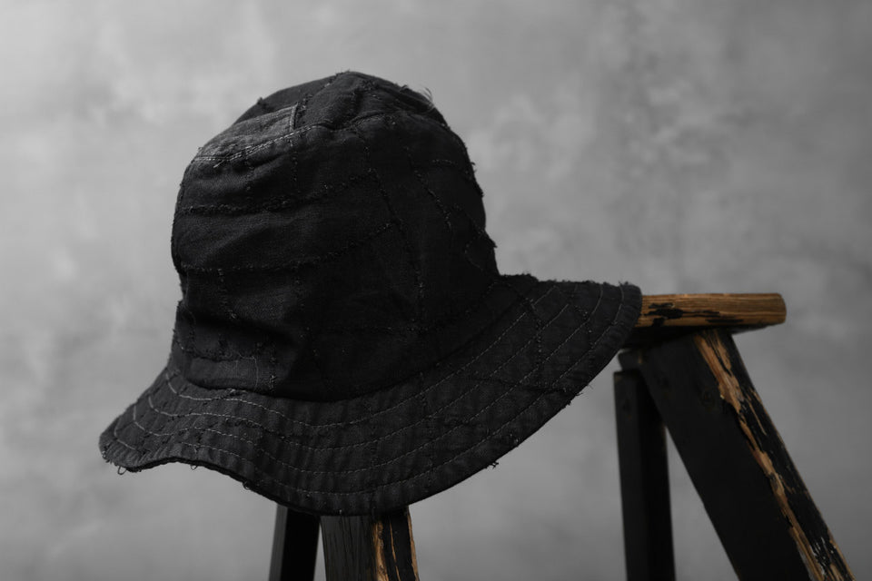 画像をギャラリービューアに読み込む, masnada SALVAGE BUCKET HAT /NEEDLED COTTON LINEN (BLACK)