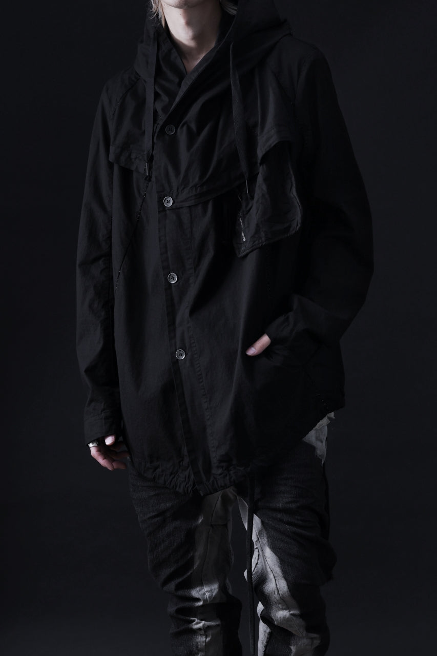 画像をギャラリービューアに読み込む, masnada CROPPED LOOSE POCKET PARKA JACKET / STRETCH COTTON RIPSTOP (SOLID BLACK)