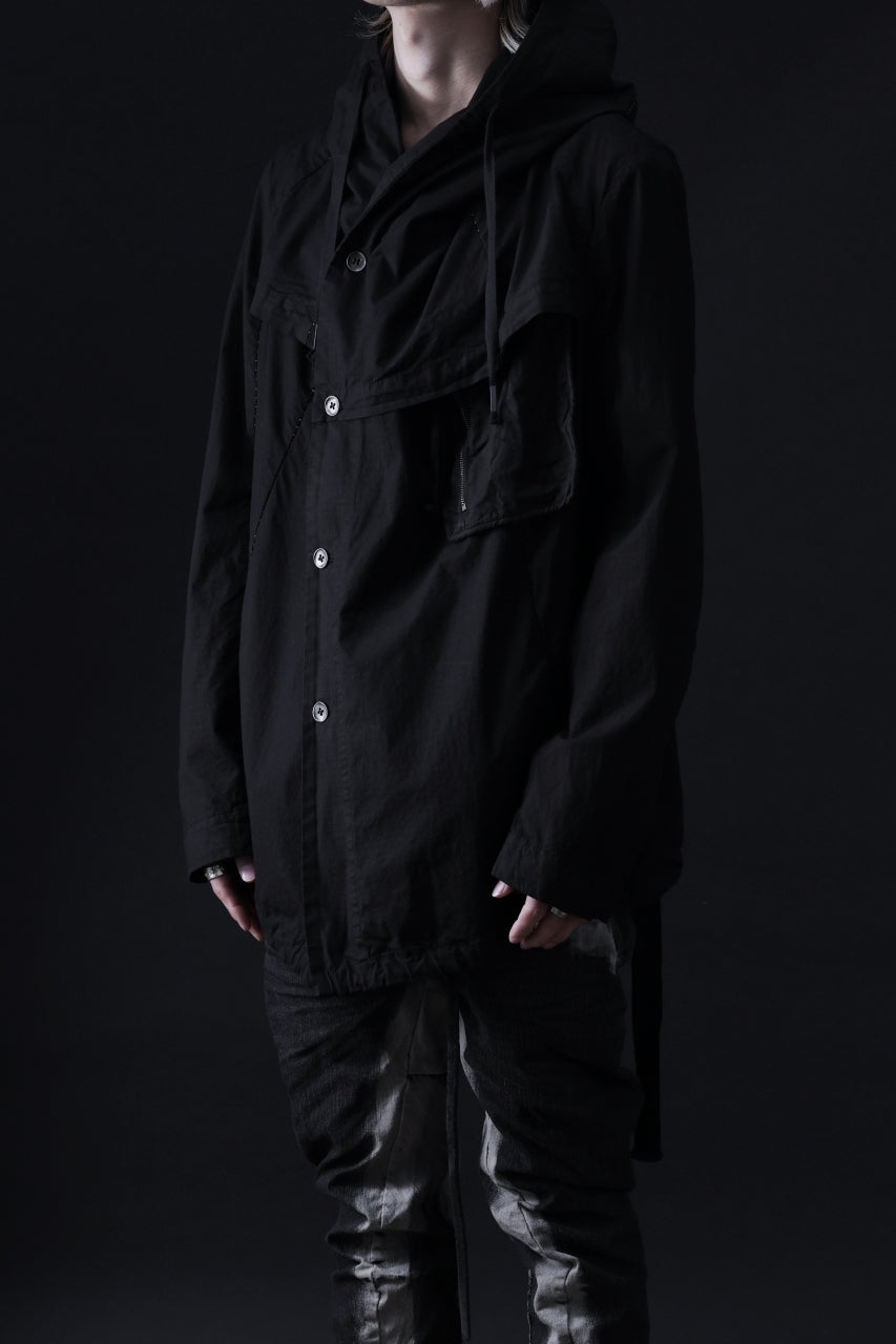画像をギャラリービューアに読み込む, masnada CROPPED LOOSE POCKET PARKA JACKET / STRETCH COTTON RIPSTOP (SOLID BLACK)