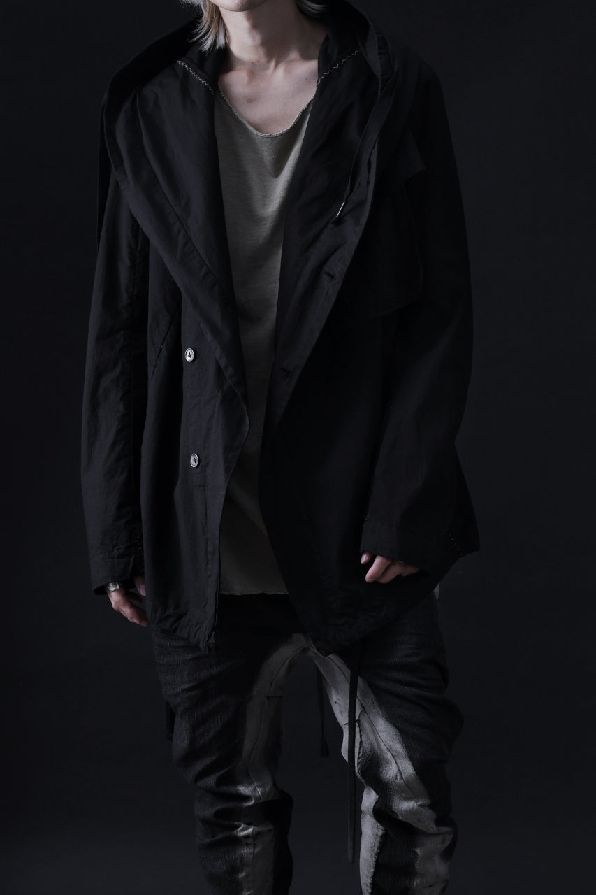 画像をギャラリービューアに読み込む, masnada CROPPED LOOSE POCKET PARKA JACKET / STRETCH COTTON RIPSTOP (SOLID BLACK)