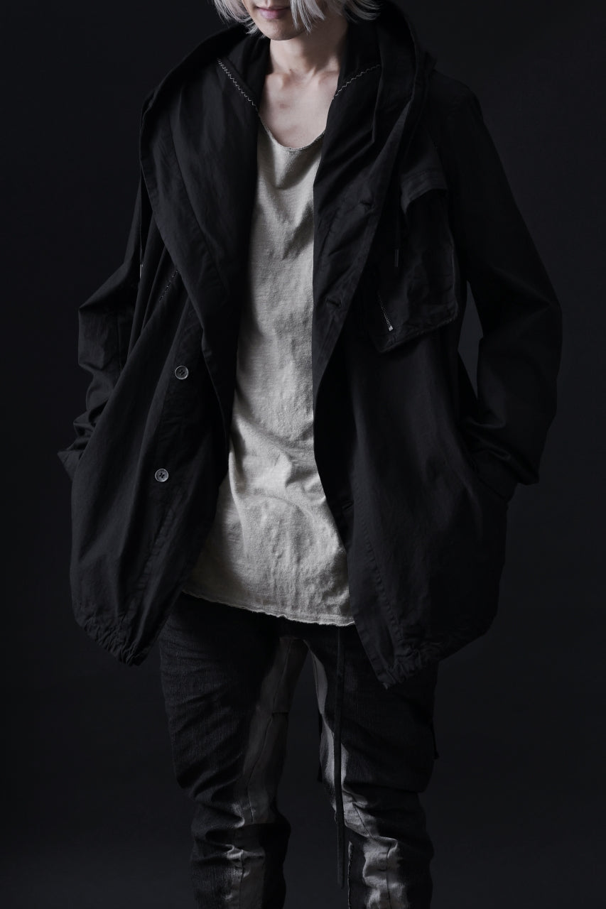 画像をギャラリービューアに読み込む, masnada CROPPED LOOSE POCKET PARKA JACKET / STRETCH COTTON RIPSTOP (SOLID BLACK)